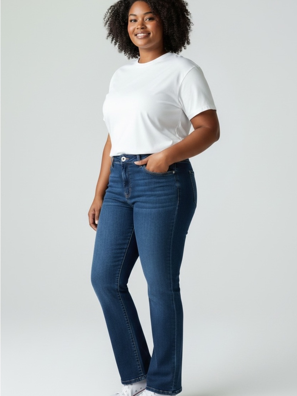 Lee Women's Mid-Rise Bootcut Jeans in Medium Blue